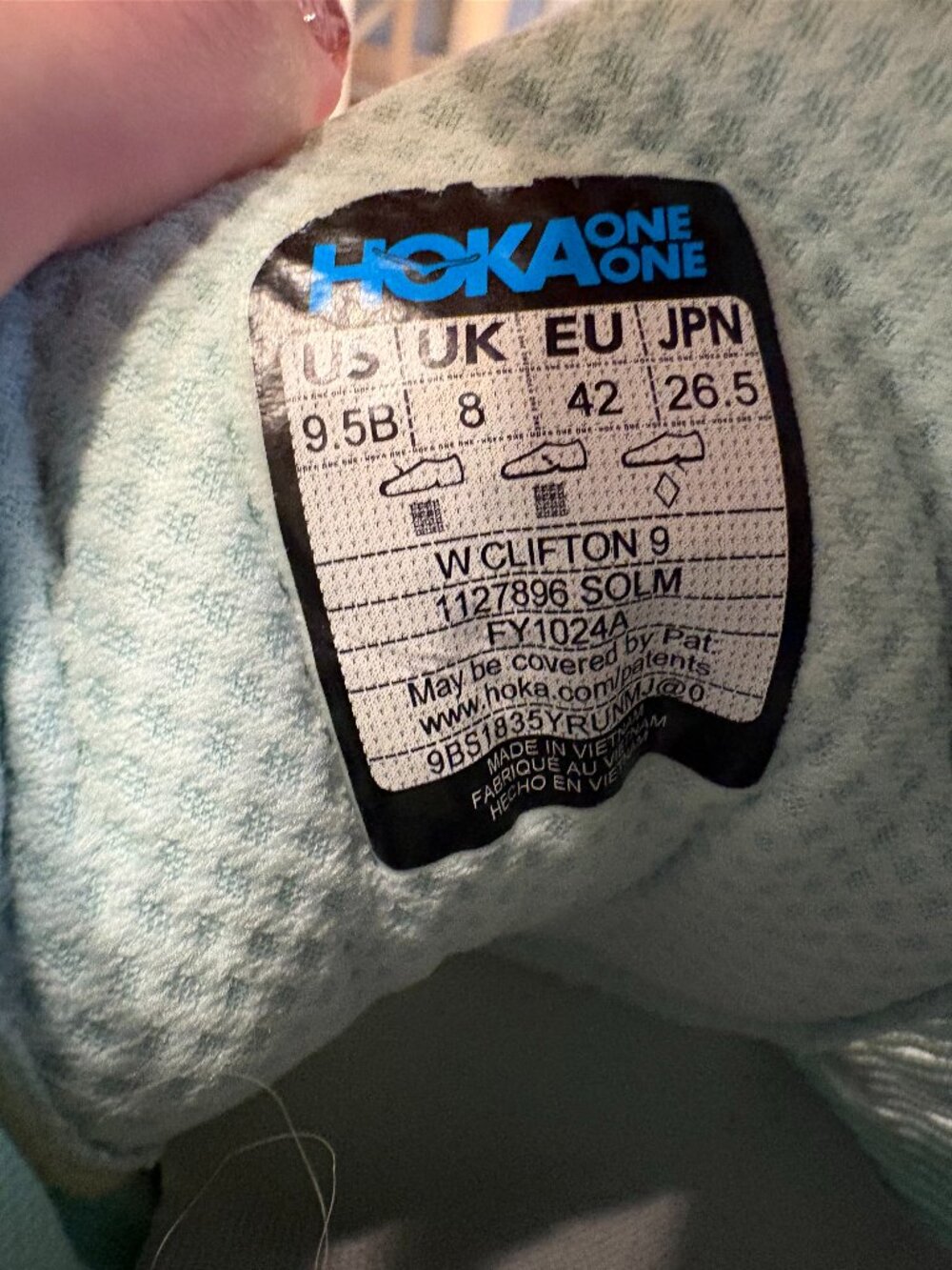HOKA Clifton 9 Women’s 9.5 Sunlit Ocean Lilac Mist Running Shoes - Picture 7 of 7
